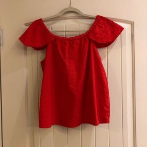 Off the shoulder red top